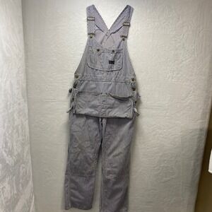VTG 50s Big Smith Denim Striped Railroad Overalls‎ Carpenter Bib Union Made USA